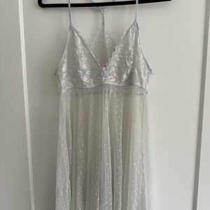 La Vie En Rose Silver Sheer Lace Chemise